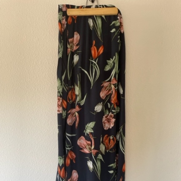 Lulus | Magdalena Navy Blue Floral Print Wrap High-Waist Maxi Skirt | Size S - Picture 5 of 13